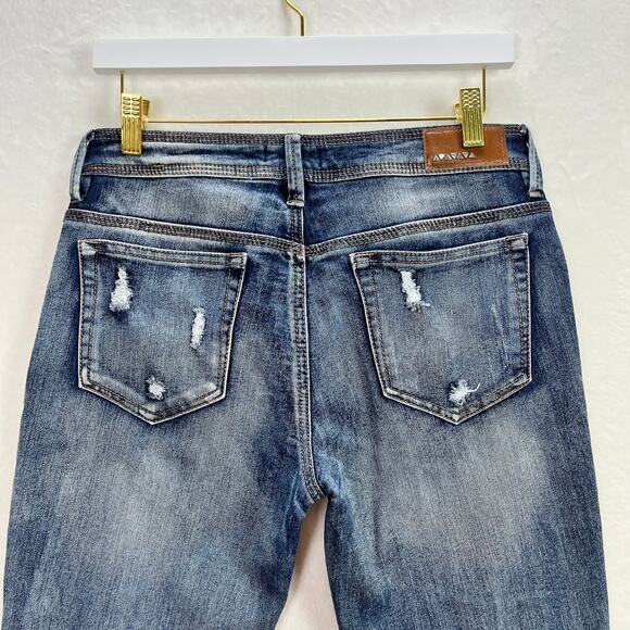 Dollhouse Charley Distressed Stretch Skinny Low Rise Y2K Jeans, Size 9 - Picture 4 of 13